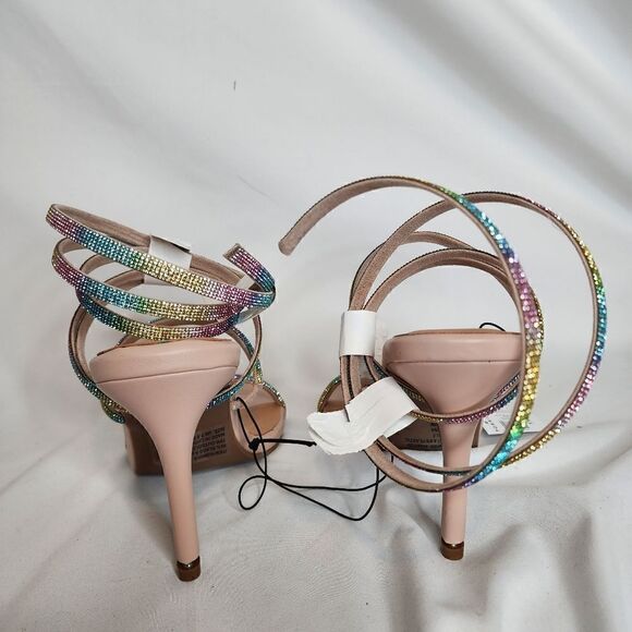 7.5W Wide Width Rainbow Rhinestone Heel 4" Spiral Lace Up Embellish Torrid Spark - Picture 7 of 13